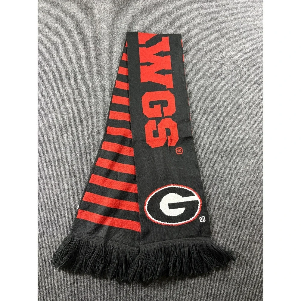 Georgia Bulldogs UGA Go Dawgs Modelo Knit Scarf Black Red Striped NCAA Football